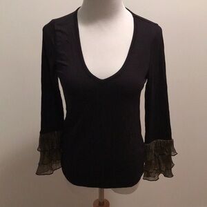 NWT Anthropologie black stretchy tiered cuff XS LS